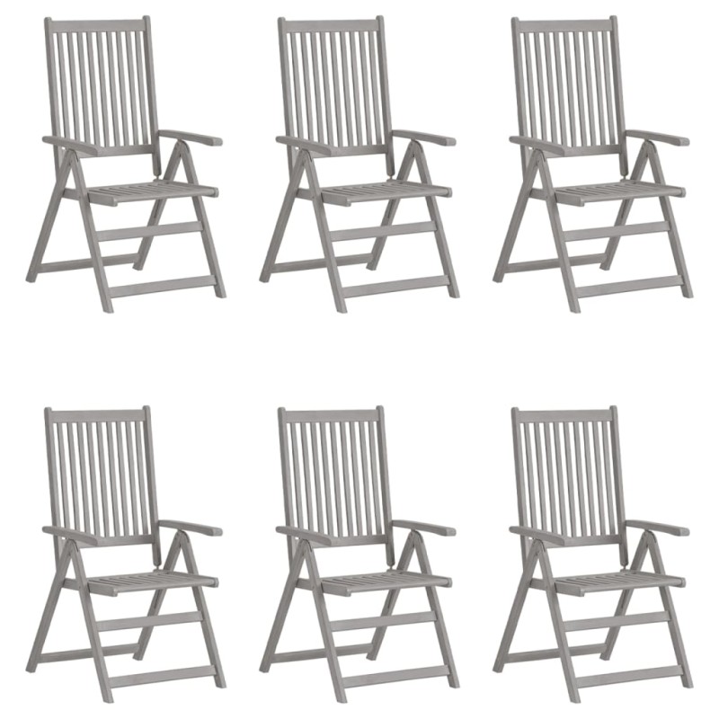 Verstellbare Gartenstühle 6 Stk. Grau Massivholz Akazie Verstellbare Gartenstühle 6 Stk. Grau Massivholz Akazie