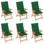 Gartenstühle 6 Stk. mit Grünen Kissen Massivholz Teak Gartenstühle 6 Stk. mit Grünen Kissen Massivholz Teak