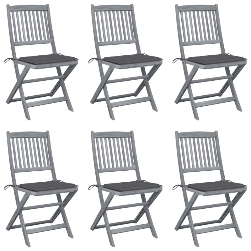 Klappbare Gartenstühle 6 Stk. mit Sitzkissen Massivholz Akazie Klappbare Gartenstühle 6 Stk. mit Sitzkissen Massivholz Akazie