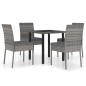 5-tlg. Garten-Essgruppe Poly Rattan Grau 5-tlg. Garten-Essgruppe Poly Rattan Grau