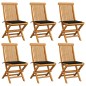 Gartenstühle mit Schwarzen Kissen 6 Stk. Massivholz Teak Gartenstühle mit Schwarzen Kissen 6 Stk. Massivholz Teak