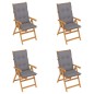 Gartenstühle 4 Stk. mit Grauen Kissen Massivholz Teak Gartenstühle 4 Stk. mit Grauen Kissen Massivholz Teak