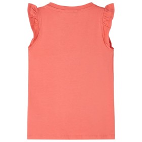 Kinder-T-Shirt mit Rüschenärmeln Korallenrosa 140