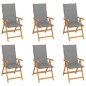 vidaXL Gartenstühle 6 Stk. mit Grauen Kissen Massivholz Teak vidaXL Gartenstühle 6 Stk. mit Grauen Kissen Massivholz Teak