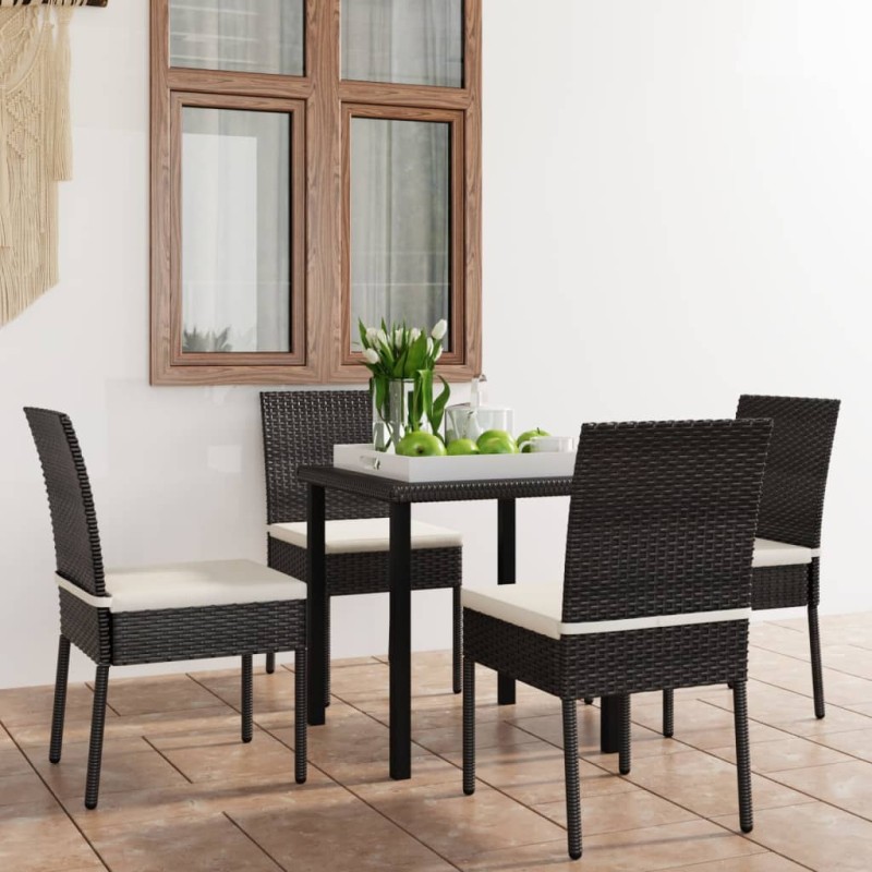 5-tlg. Garten-Essgruppe Poly Rattan Schwarz 5-tlg. Garten-Essgruppe Poly Rattan Schwarz