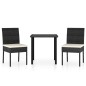 3-tlg. Garten-Essgruppe Poly Rattan Schwarz 3-tlg. Garten-Essgruppe Poly Rattan Schwarz