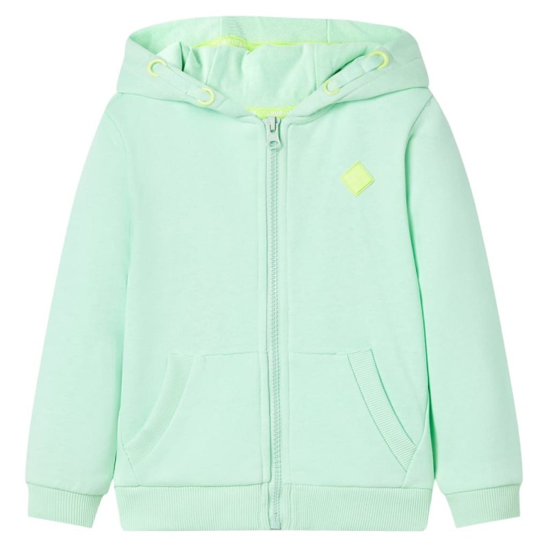 Kinder-Kapuzenpullover mit Reißverschluss Hellgrün 140 Kinder-Kapuzenpullover mit Reißverschluss Hellgrün 140