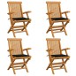 Gartenstühle mit Schwarzen Kissen 4 Stk. Teak Massivholz Gartenstühle mit Schwarzen Kissen 4 Stk. Teak Massivholz