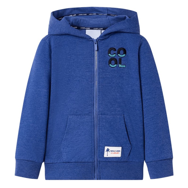 Kinder-Kapuzenpullover mit Reißverschluss Dunkelblau Melange 116 Kinder-Kapuzenpullover mit Reißverschluss Dunkelblau Melange 116