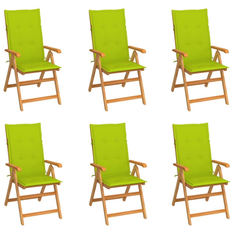 Gartenstühle 6 Stk. mit Hellgrünen Kissen Massivholz Teak Gartenstühle 6 Stk. mit Hellgrünen Kissen Massivholz Teak