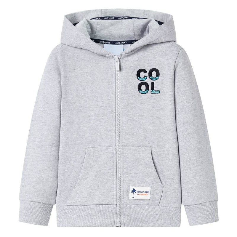 Kinder-Kapuzenpullover mit Reißverschluss Grau 116 Kinder-Kapuzenpullover mit Reißverschluss Grau 116