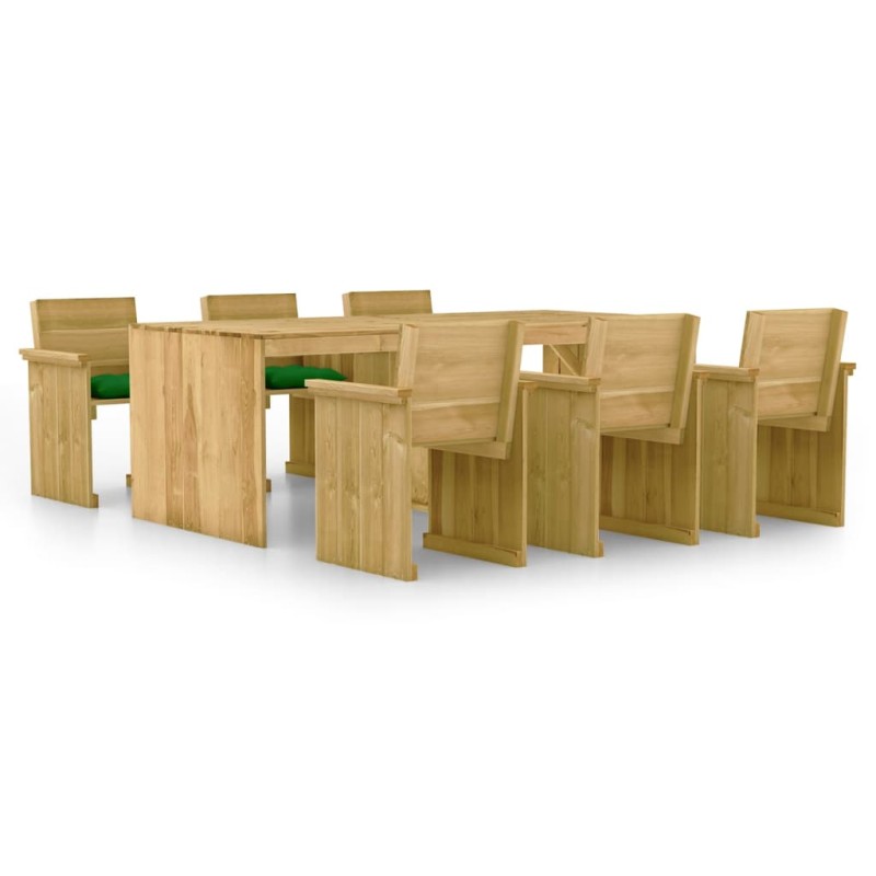 vidaXL 7-tlg. Garten-Essgruppe mit Kissen Imprägniertes Kiefernholz vidaXL 7-tlg. Garten-Essgruppe mit Kissen Imprägniertes Kiefernholz