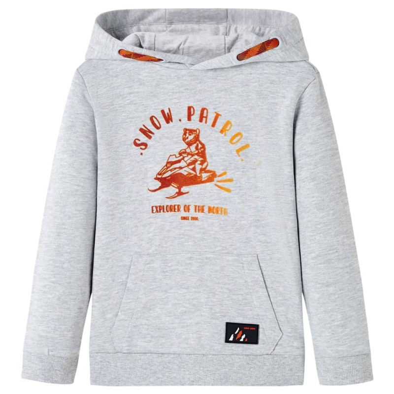 Kinder-Kapuzenpullover Grau Melange und Orange 104 Kinder-Kapuzenpullover Grau Melange und Orange 104