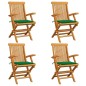 Gartenstühle mit Grünen Kissen 4 Stk. Teak Massivholz Gartenstühle mit Grünen Kissen 4 Stk. Teak Massivholz