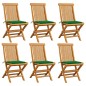 Gartenstühle mit Grünen Kissen 6 Stk. Massivholz Teak Gartenstühle mit Grünen Kissen 6 Stk. Massivholz Teak