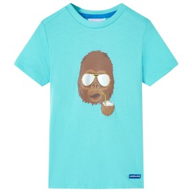 Kinder-Kurzarmshirt Aquablau 92