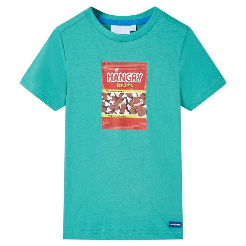 Kinder-Kurzarmshirt Dunkles Minzgrün 140 Kinder-Kurzarmshirt Dunkles Minzgrün 140