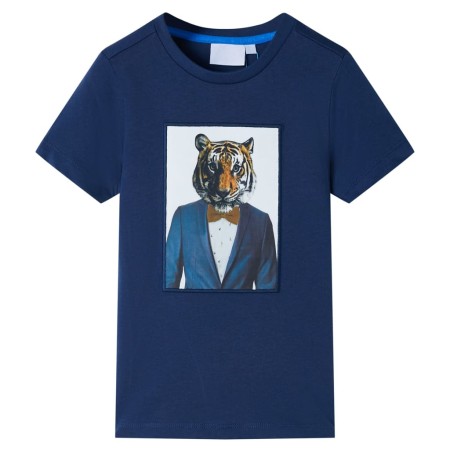 Kinder-Kurzarmshirt Dunkelblau 128