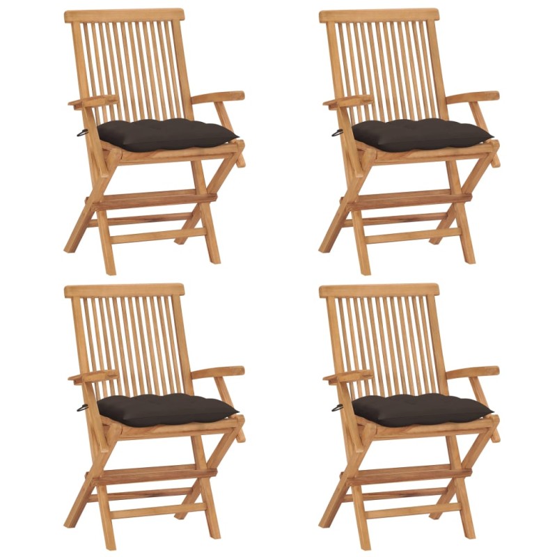 Gartenstühle mit Taupe Kissen 4 Stk. Massivholz Teak Gartenstühle mit Taupe Kissen 4 Stk. Massivholz Teak