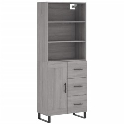 Highboard Grau Sonoma 69,5x34x180 cm Holzwerkstoff