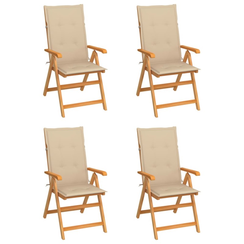 Gartenstühle 4 Stk. mit Beigen Kissen Massivholz Teak Gartenstühle 4 Stk. mit Beigen Kissen Massivholz Teak