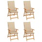 Gartenstühle 4 Stk. mit Beigen Kissen Massivholz Teak Gartenstühle 4 Stk. mit Beigen Kissen Massivholz Teak