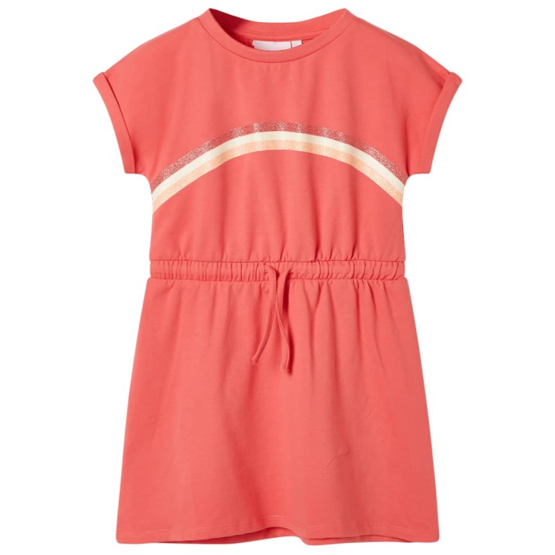 Kinderkleid mit Kordelzug Korallenrosa 140 Kinderkleid mit Kordelzug Korallenrosa 140