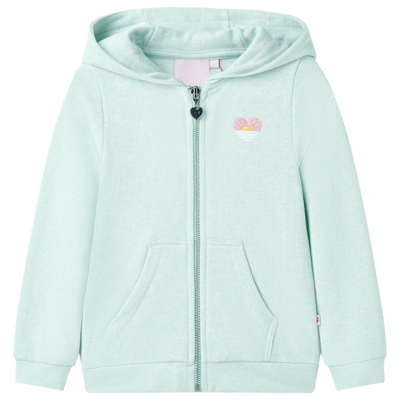 Kinder-Kapuzenpullover mit Reißverschluss Helles Minzgrün 128 Kinder-Kapuzenpullover mit Reißverschluss Helles Minzgrün 128