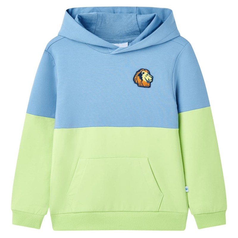 Kinder-Kapuzenpullover Blau und Zartgelb 104 Kinder-Kapuzenpullover Blau und Zartgelb 104