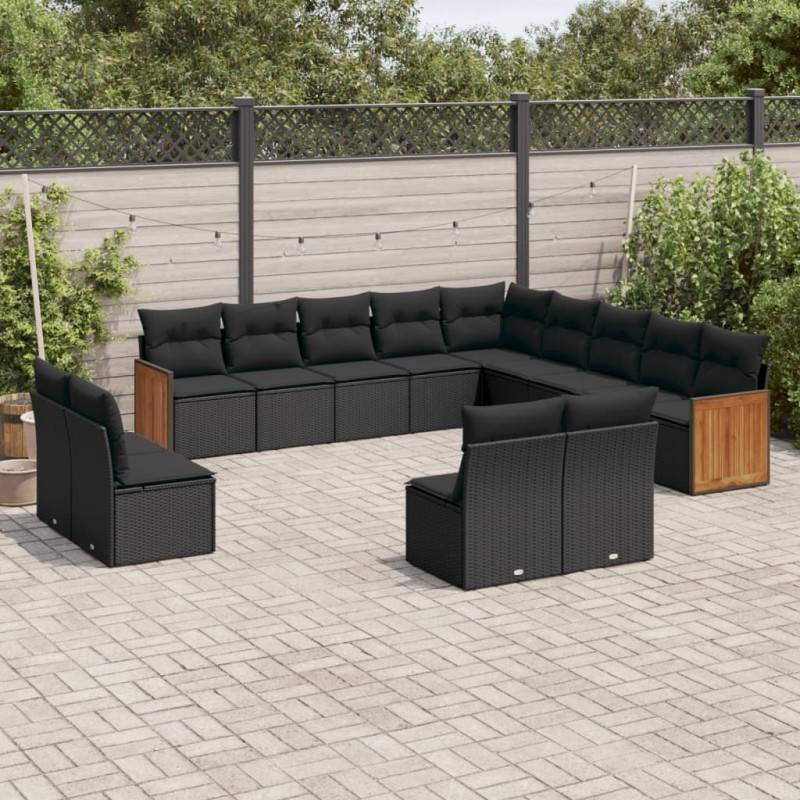 vidaXL 13-tlg. Garten-Sofagarnitur mit Kissen Schwarz Poly Rattan vidaXL 13-tlg. Garten-Sofagarnitur mit Kissen Schwarz Poly Rattan
