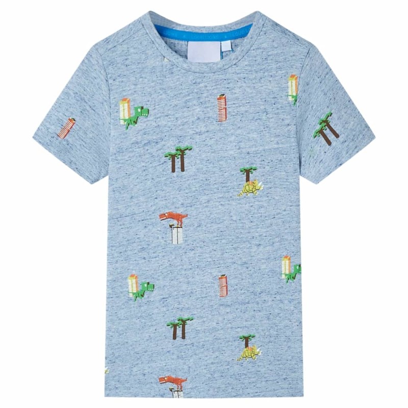 Kinder-T-Shirt Blau Melange 116 Kinder-T-Shirt Blau Melange 116
