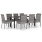 9-tlg. Garten-Essgruppe Poly Rattan Grau 9-tlg. Garten-Essgruppe Poly Rattan Grau