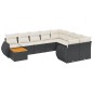 vidaXL 10-tlg. Garten-Sofagarnitur mit Kissen Schwarz Poly Rattan vidaXL 10-tlg. Garten-Sofagarnitur mit Kissen Schwarz Poly Rattan