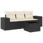 vidaXL 4-tlg. Garten-Sofagarnitur mit Kissen Schwarz Poly Rattan vidaXL 4-tlg. Garten-Sofagarnitur mit Kissen Schwarz Poly Rattan