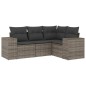 vidaXL 4-tlg. Garten-Sofagarnitur mit Kissen Grau Poly Rattan vidaXL 4-tlg. Garten-Sofagarnitur mit Kissen Grau Poly Rattan