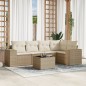 vidaXL 6-tlg. Garten-Sofagarnitur mit Kissen Beige Poly Rattan vidaXL 6-tlg. Garten-Sofagarnitur mit Kissen Beige Poly Rattan