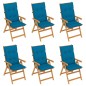 Gartenstühle 6 Stk. mit Blauen Kissen Massivholz Teak Gartenstühle 6 Stk. mit Blauen Kissen Massivholz Teak