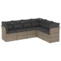 vidaXL 6-tlg. Garten-Sofagarnitur mit Kissen Grau Poly Rattan vidaXL 6-tlg. Garten-Sofagarnitur mit Kissen Grau Poly Rattan