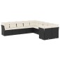 vidaXL 10-tlg. Garten-Sofagarnitur mit Kissen Schwarz Poly Rattan vidaXL 10-tlg. Garten-Sofagarnitur mit Kissen Schwarz Poly Rattan