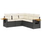 vidaXL 5-tlg. Garten-Sofagarnitur mit Kissen Schwarz Poly Rattan vidaXL 5-tlg. Garten-Sofagarnitur mit Kissen Schwarz Poly Rattan