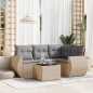 vidaXL 5-tlg. Garten-Sofagarnitur mit Kissen Beige Poly Rattan vidaXL 5-tlg. Garten-Sofagarnitur mit Kissen Beige Poly Rattan