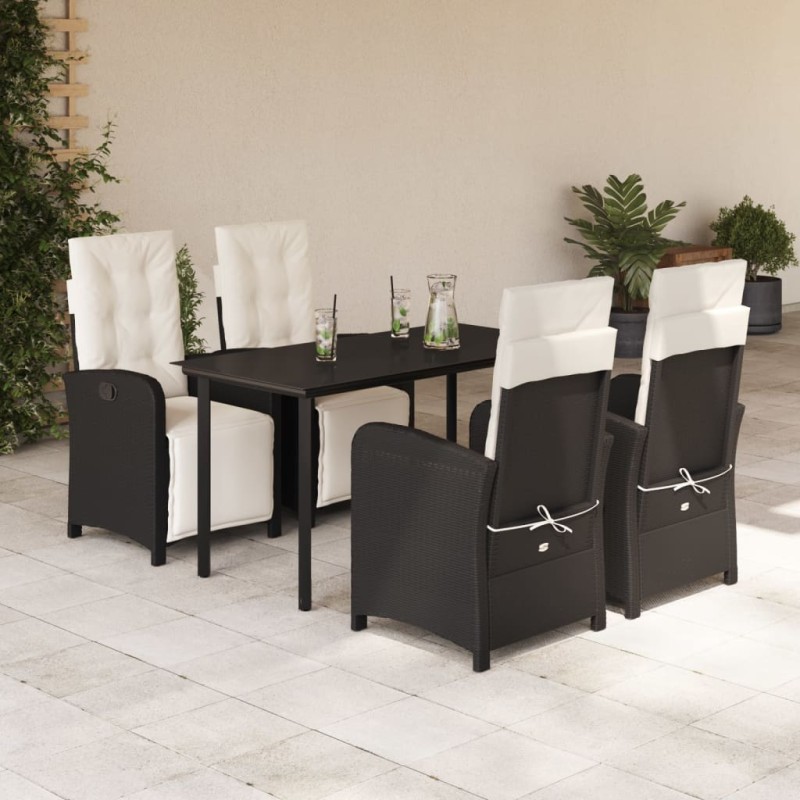 vidaXL 5-tlg. Garten-Essgruppe mit Kissen Schwarz Poly Rattan vidaXL 5-tlg. Garten-Essgruppe mit Kissen Schwarz Poly Rattan
