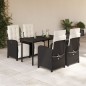 vidaXL 5-tlg. Garten-Essgruppe mit Kissen Schwarz Poly Rattan vidaXL 5-tlg. Garten-Essgruppe mit Kissen Schwarz Poly Rattan