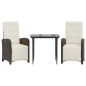 vidaXL 3-tlg. Bistro-Set mit Kissen Braun Poly Rattan vidaXL 3-tlg. Bistro-Set mit Kissen Braun Poly Rattan