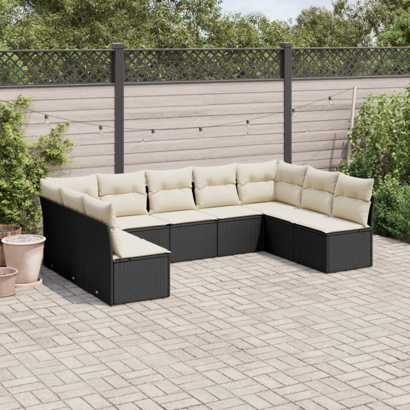 vidaXL 9-tlg. Garten-Sofagarnitur mit Kissen Schwarz Poly Rattan vidaXL 9-tlg. Garten-Sofagarnitur mit Kissen Schwarz Poly Rattan