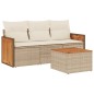 vidaXL 4-tlg. Garten-Sofagarnitur mit Kissen Beige Poly Rattan vidaXL 4-tlg. Garten-Sofagarnitur mit Kissen Beige Poly Rattan