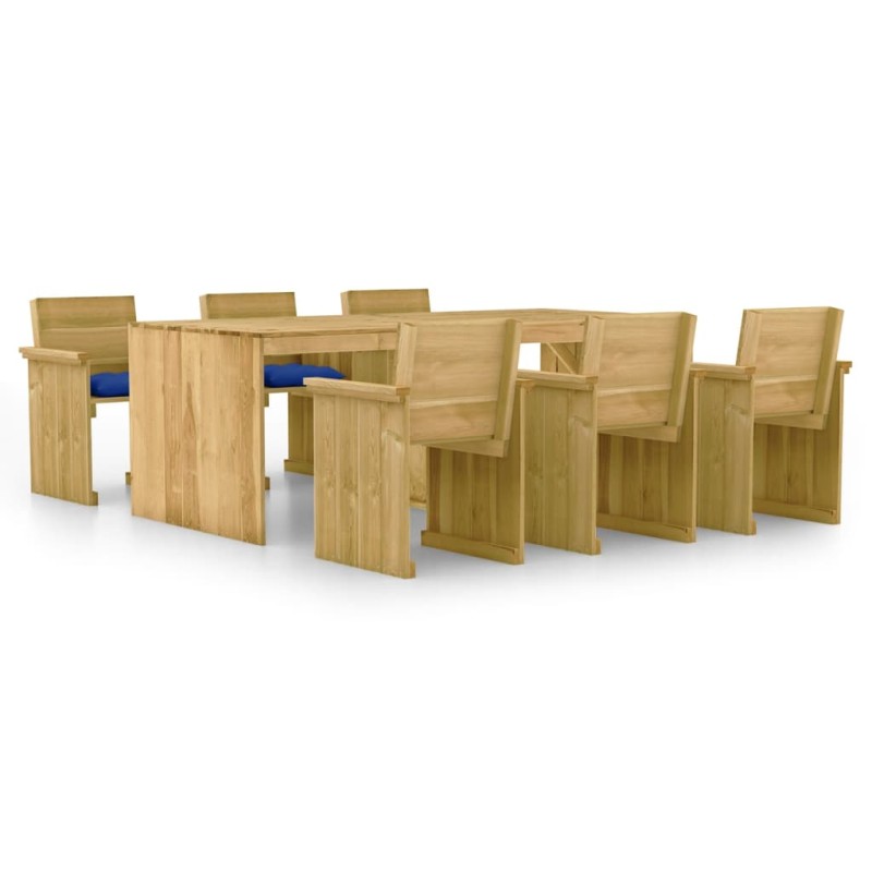 7-tlg. Garten-Essgruppe mit Kissen Imprägniertes Kiefernholz 7-tlg. Garten-Essgruppe mit Kissen Imprägniertes Kiefernholz