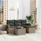 vidaXL 4-tlg. Garten-Sofagarnitur mit Kissen Grau Poly Rattan vidaXL 4-tlg. Garten-Sofagarnitur mit Kissen Grau Poly Rattan