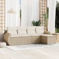 vidaXL 5-tlg. Garten-Sofagarnitur mit Kissen Beige Poly Rattan vidaXL 5-tlg. Garten-Sofagarnitur mit Kissen Beige Poly Rattan