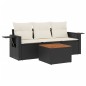 vidaXL 4-tlg. Garten-Sofagarnitur mit Kissen Schwarz Poly Rattan vidaXL 4-tlg. Garten-Sofagarnitur mit Kissen Schwarz Poly Rattan